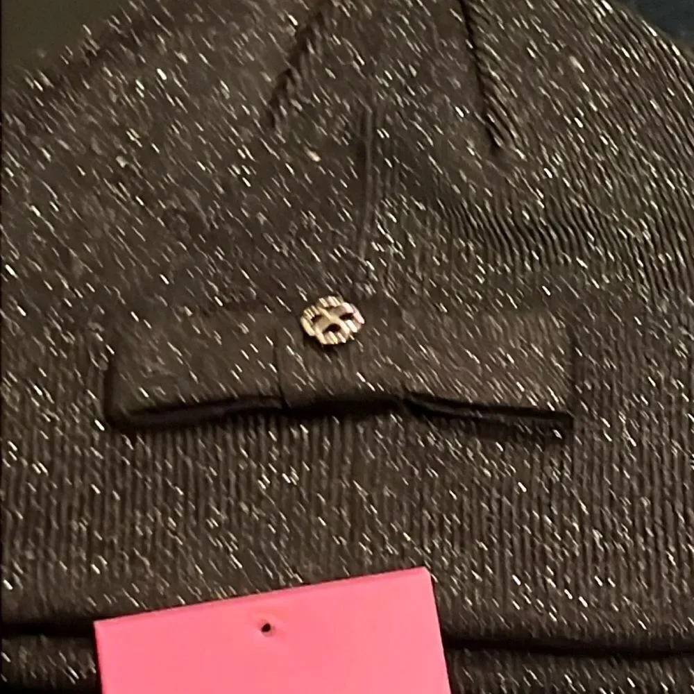 NWT Kate Spade metallic beanie black
